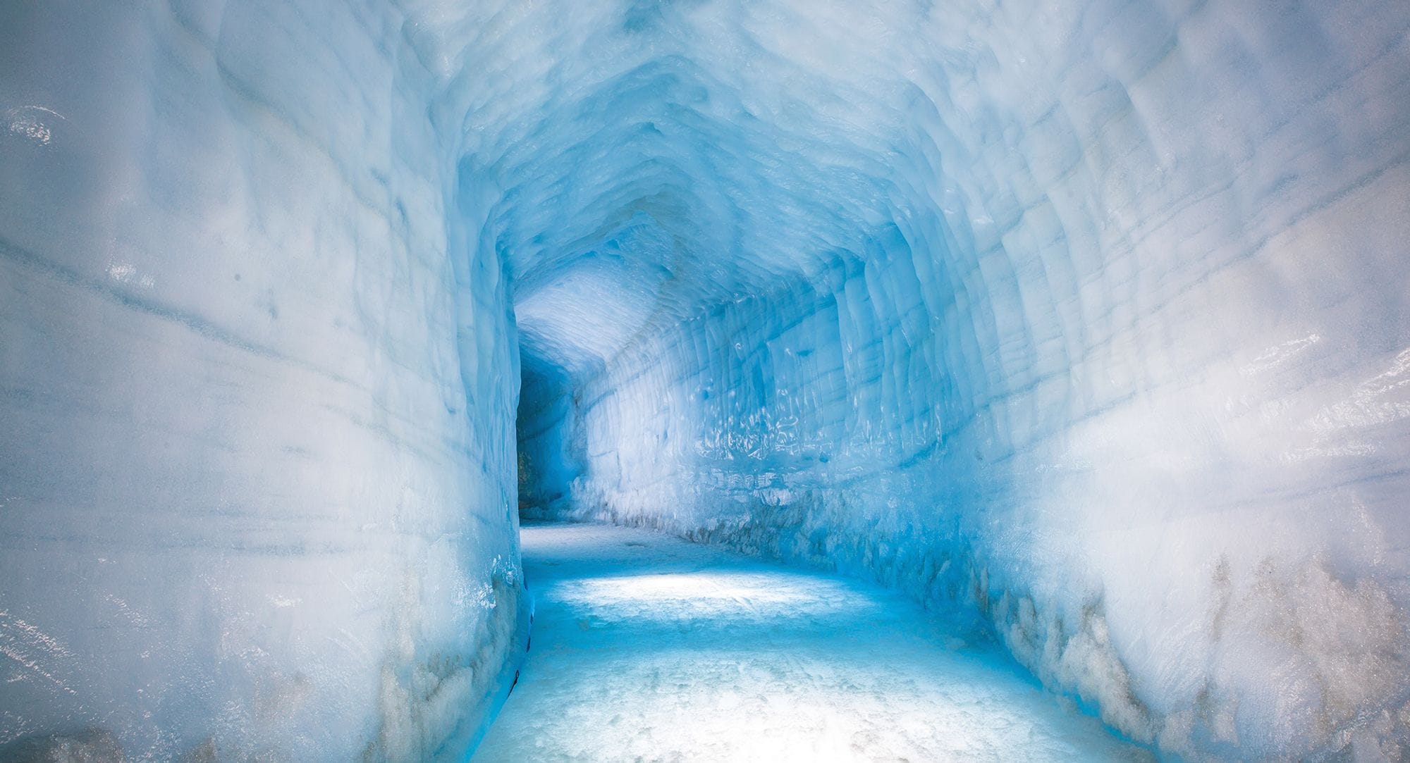 Ice cave leading towards blue exit