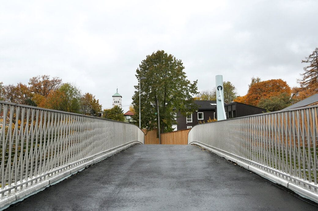 Footbridge in a city.